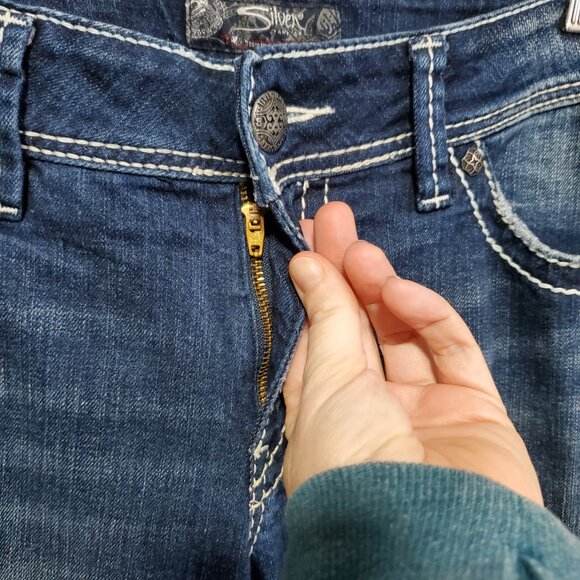 SILVER JEANS Suki Bootcut Jeans Stretch Mid-Rise Indigo Blue Women's 32 X 33" - Picture 4 of 15